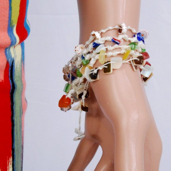 Jewelry - 5 Sea Shell & Colorful Stone Beach Bracelets - Lot